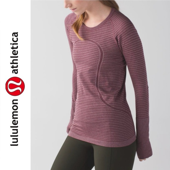 Lululemon Swiftly Tech Long Sleeve Crew in Heathered Bordeaux Drama Size 4 - Picture 1 of 15